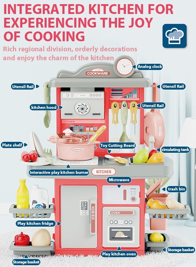 Poxvalzor Children's Kitchen,38pcs Children's Kitchen kitchen toys,Toys with lighting, music, kitchen table itchen set,toysandgames pretend-play kitchentoys,Kitchen Accessories Toys household toys,kitchen playsets,toddler-and-preschoolers toys Children Role Play Cookware Indoor DIY Kitchen Toy Sets Kids Real Cooking Set Vegetables Can Produce Water Girl's and Boy Game - Image 4